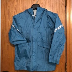 Kids REI Rain Jacket with Hood- button and zip up